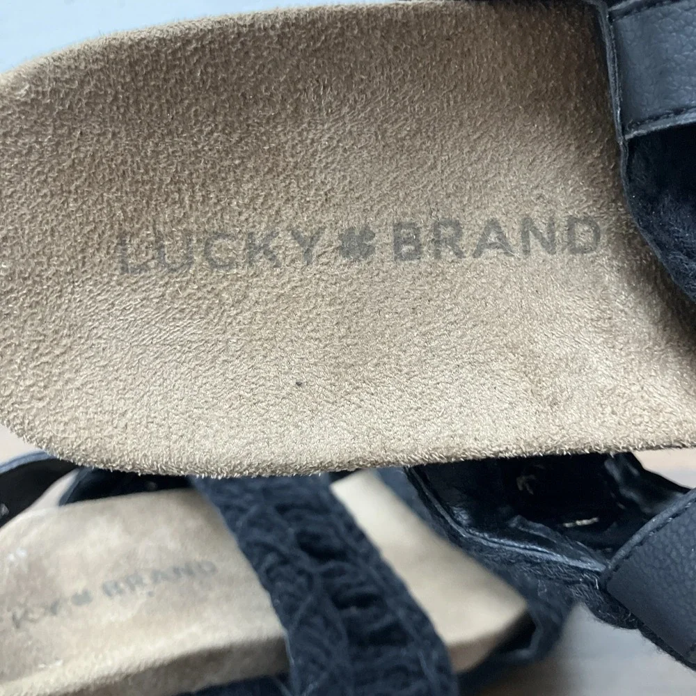 Lucky Brand Kemmer crochet wedge sandals shoes 7